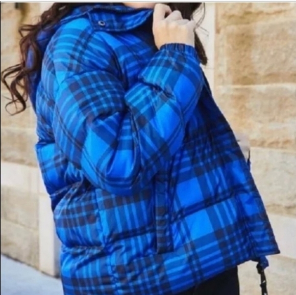 NEW RARE Authentic Juicy Couture Black Label Puffer Ski Coat Blue Tartan Down - Picture 2 of 16